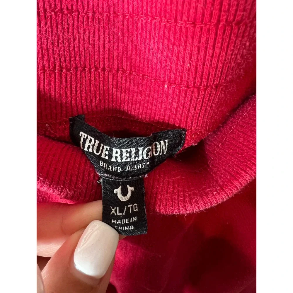 True Religion Mens Red Horseshoe Logo Jogger Sweatpants XL XL/TG Fleece Pants